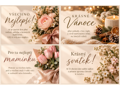 Dárková kartička – narozeniny, svátek, Vánoce, Den matek